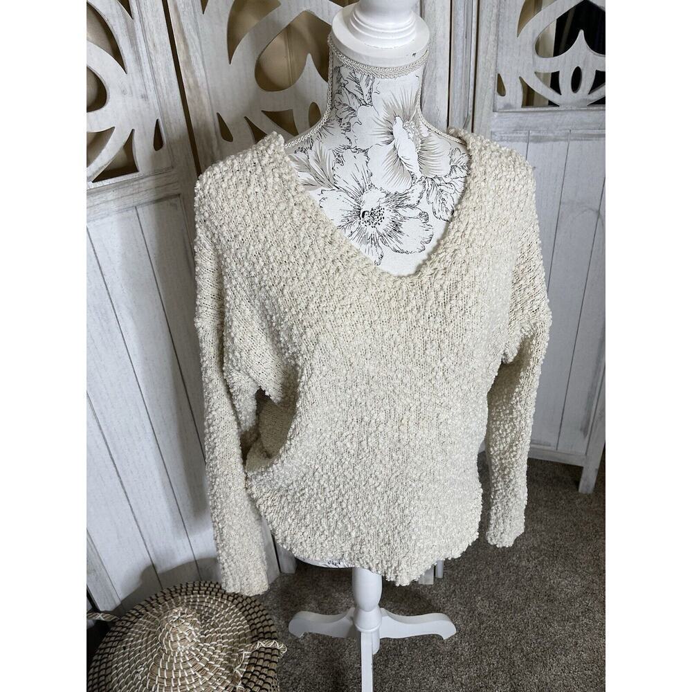 Lulu's Women's Cream Cropped Cross Back Sweater Top Size Small